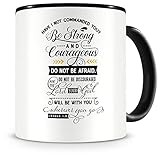 Samunshi® Be Strong And Courageous Tasse Glaube Jesus Bibelvers Geschenk Kaffeetasse Teetasse Kaffeepott Kaffeebecher Becher schwarz